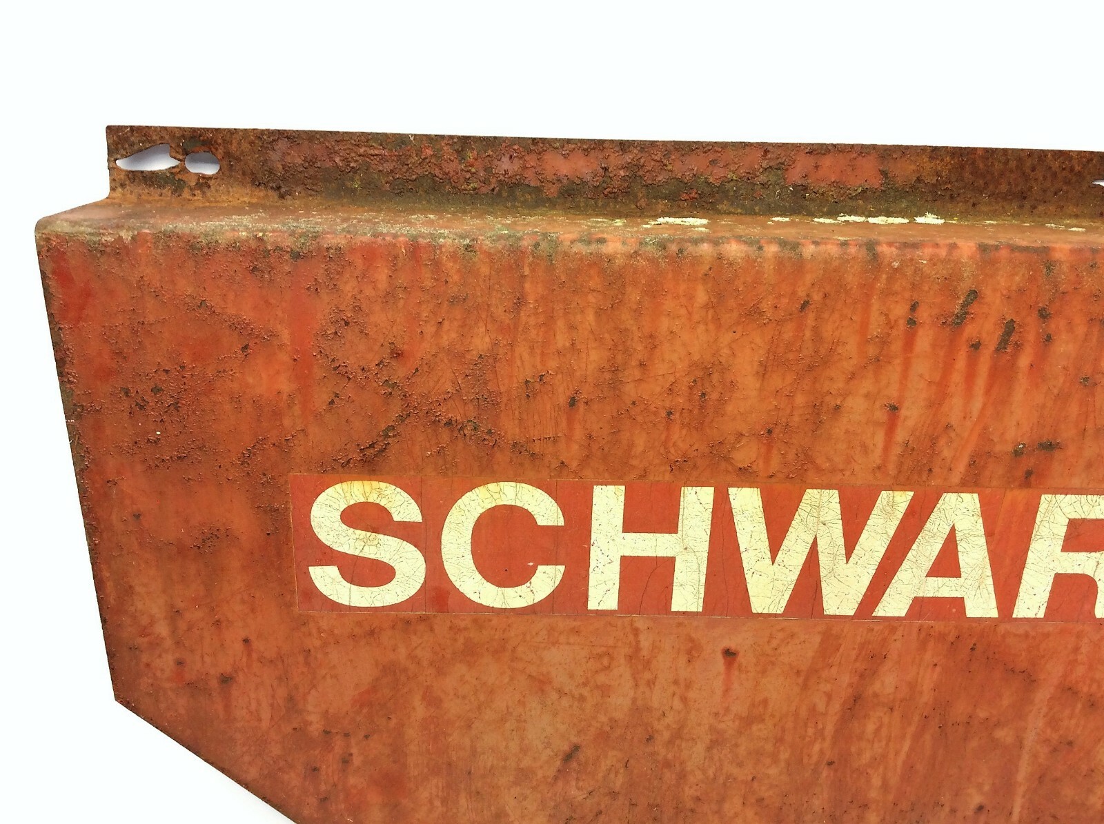 Vintage Metal Steel Painted Red Schwartz One Sided Business Sign Advertising