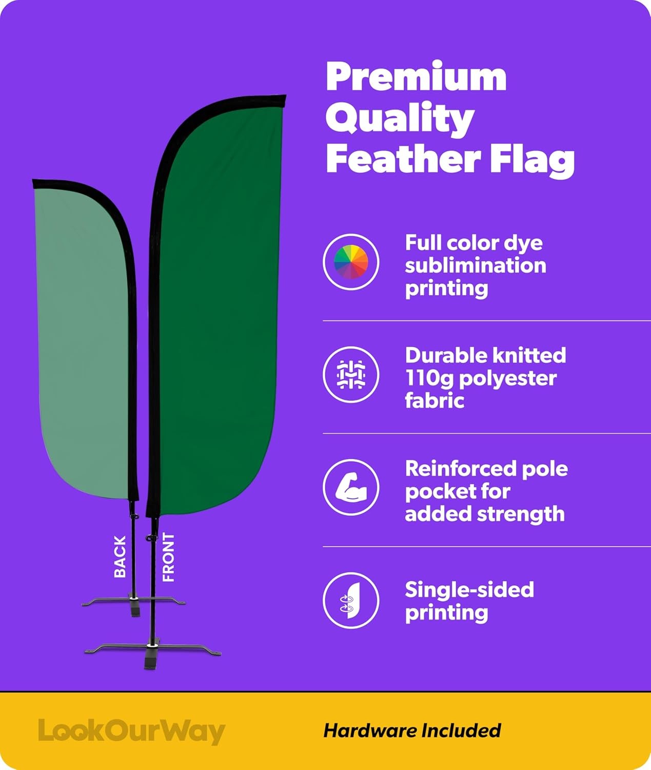 LookOurWay Feather Flag Pole Kit – 7 Feet Tall Advertising Banner with Fiberglas