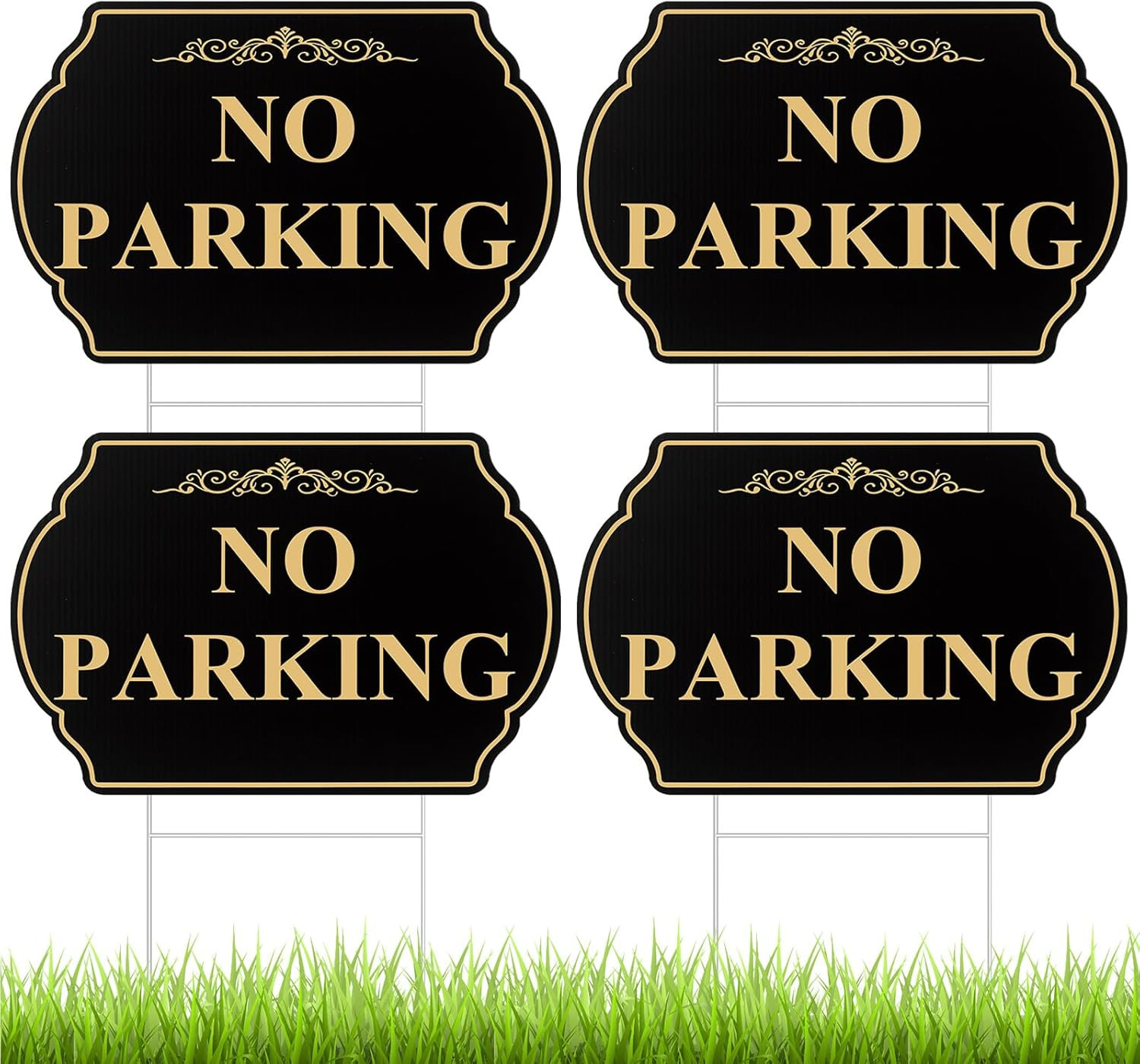 4 Pcs No Parking Signs with Stakes, 12&Prime; X 8&Prime; Heavy-Duty Private Property No Park