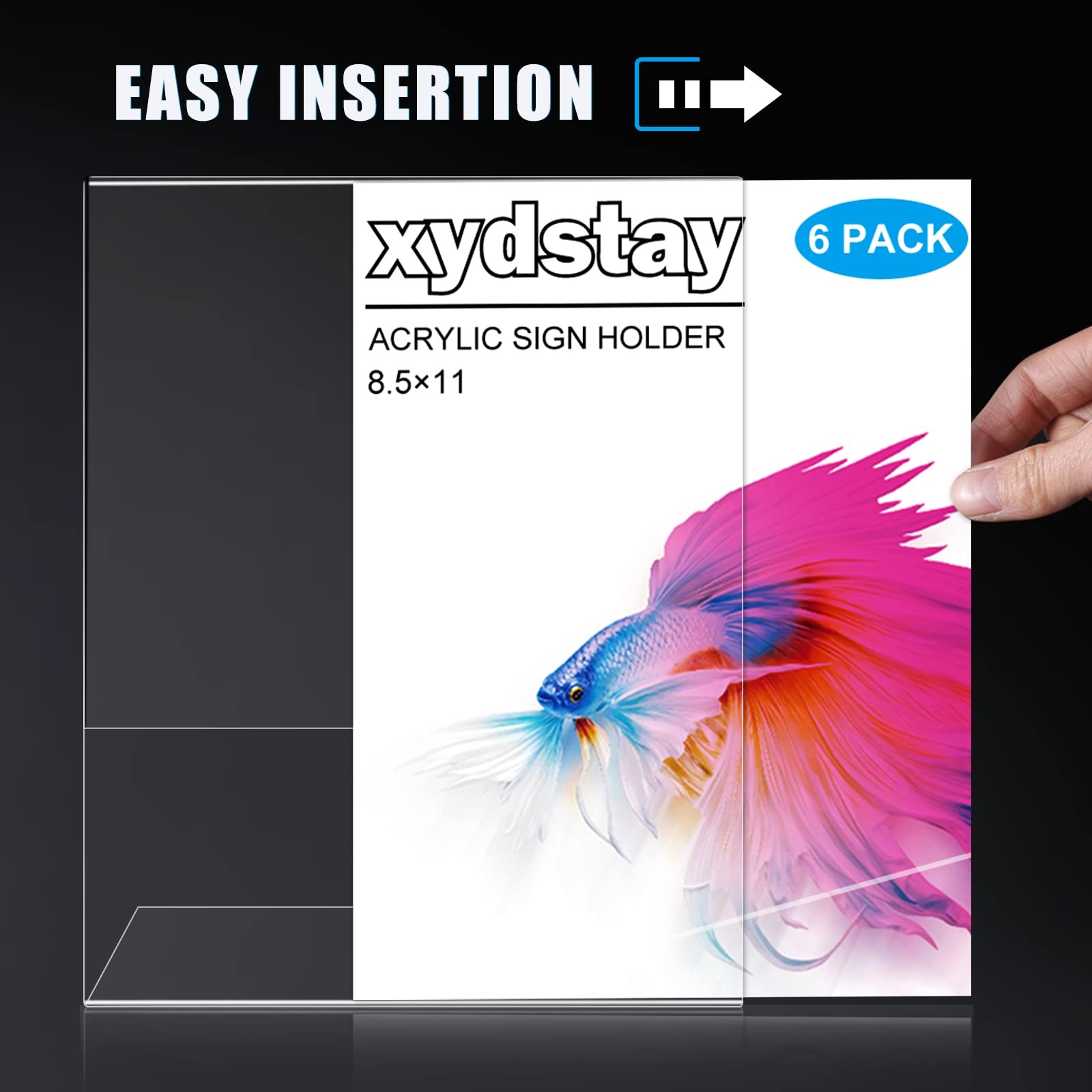 xydstay 6pack 8.5×11 Acrylic, L Shape Clear Plastic, Menu Holder,