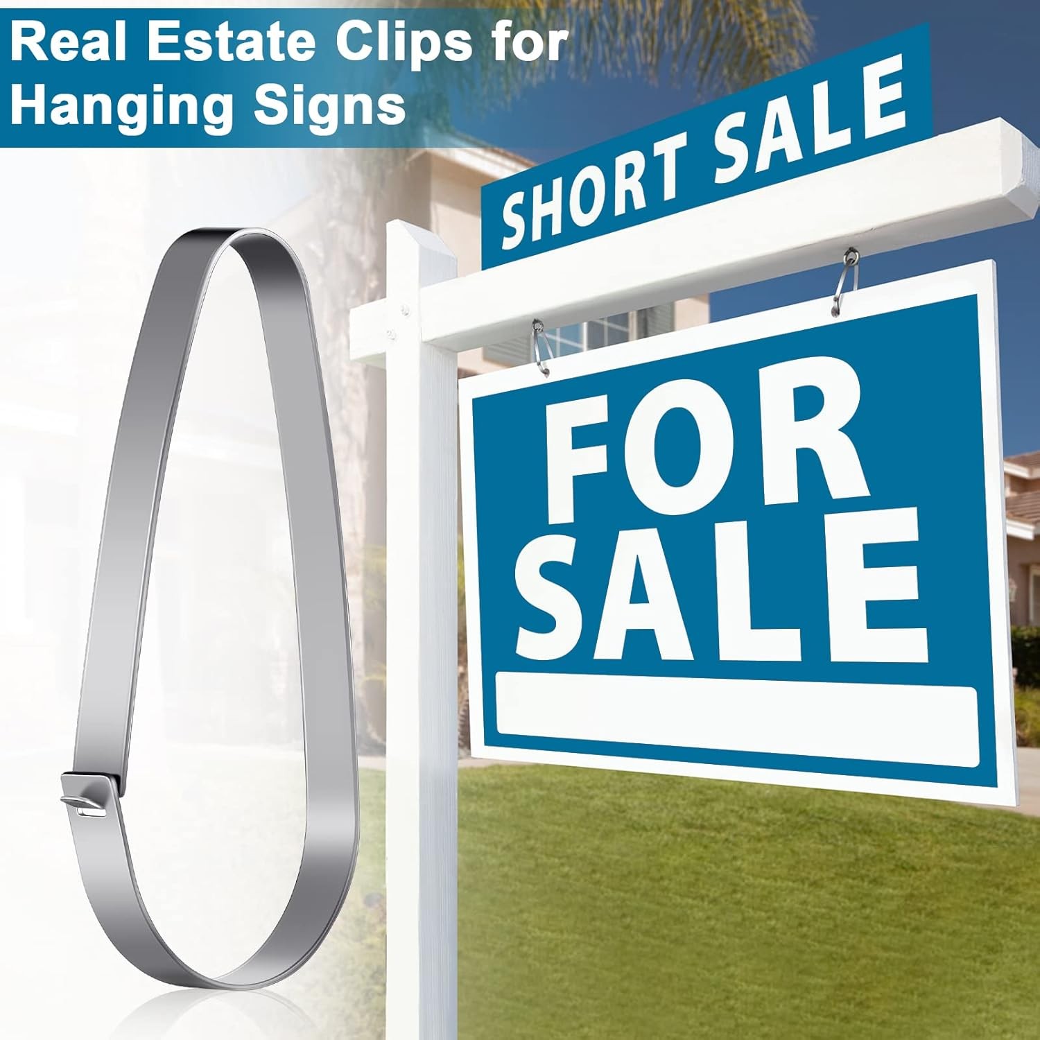 Sosation 60 Pieces Stainless Steel Real Estate Sign Rider Clips Metal Silver