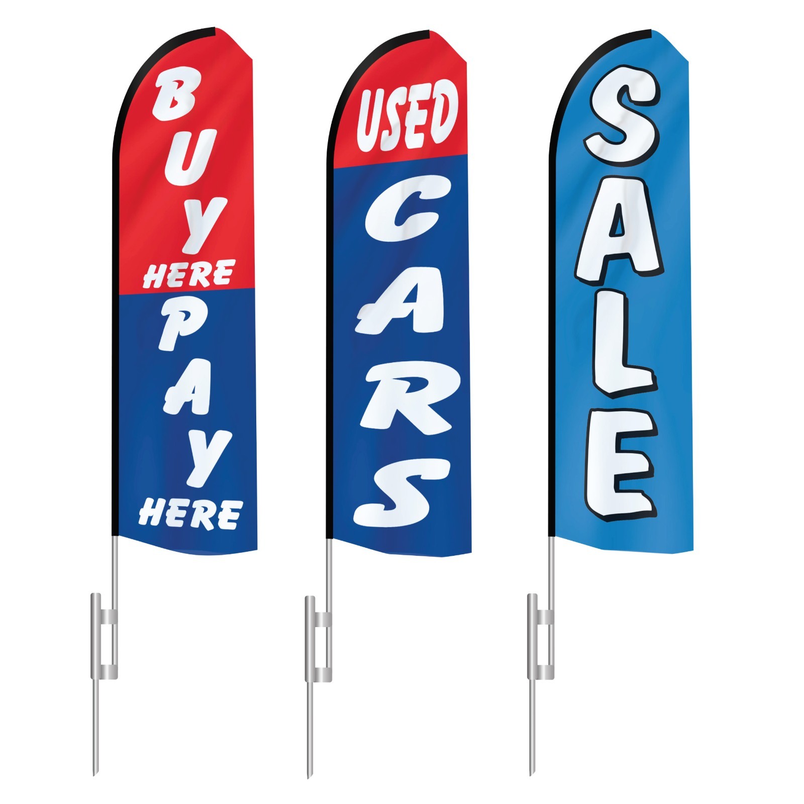 Swooper Feather Flutter Tall Flag Kit | Poles, Spike, Flag | 15&prime; Assembled