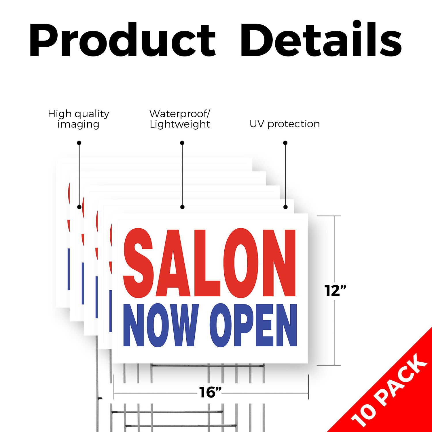 Salon Now Open Yard Sign Grand Opening, Professional Services, Clear Messaging