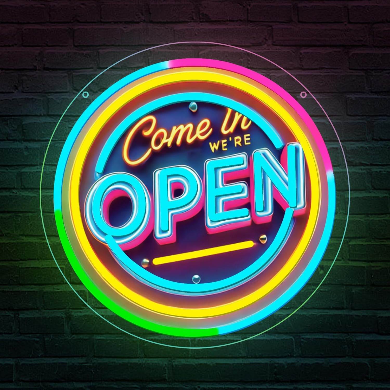 Neon Open Sign for Business, 13 * 13 » Colorful Adjustable Brightness Come in We