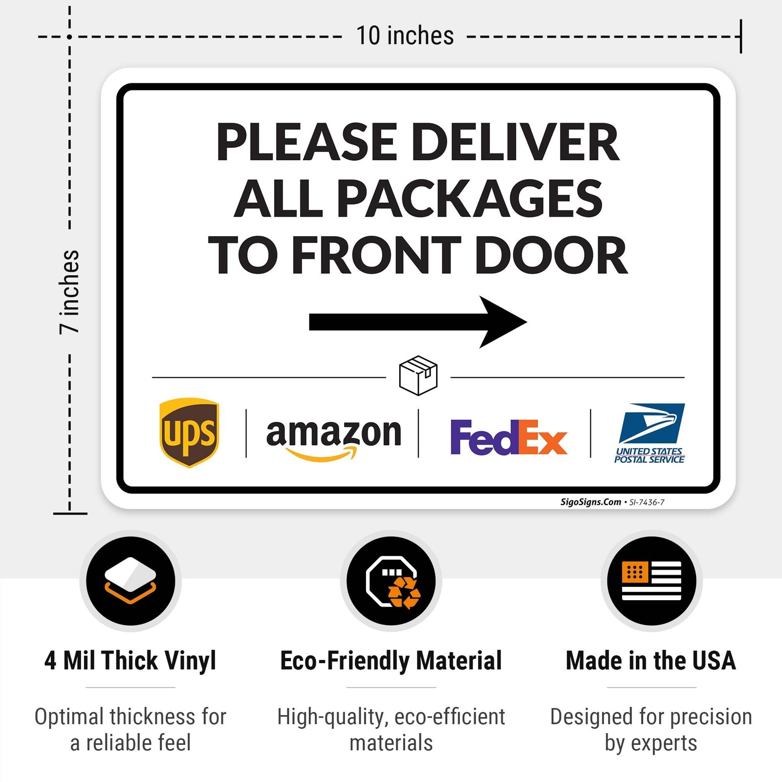 Package Delivery Sign, Delivery Instructions Deliver All Package to Front Doo…