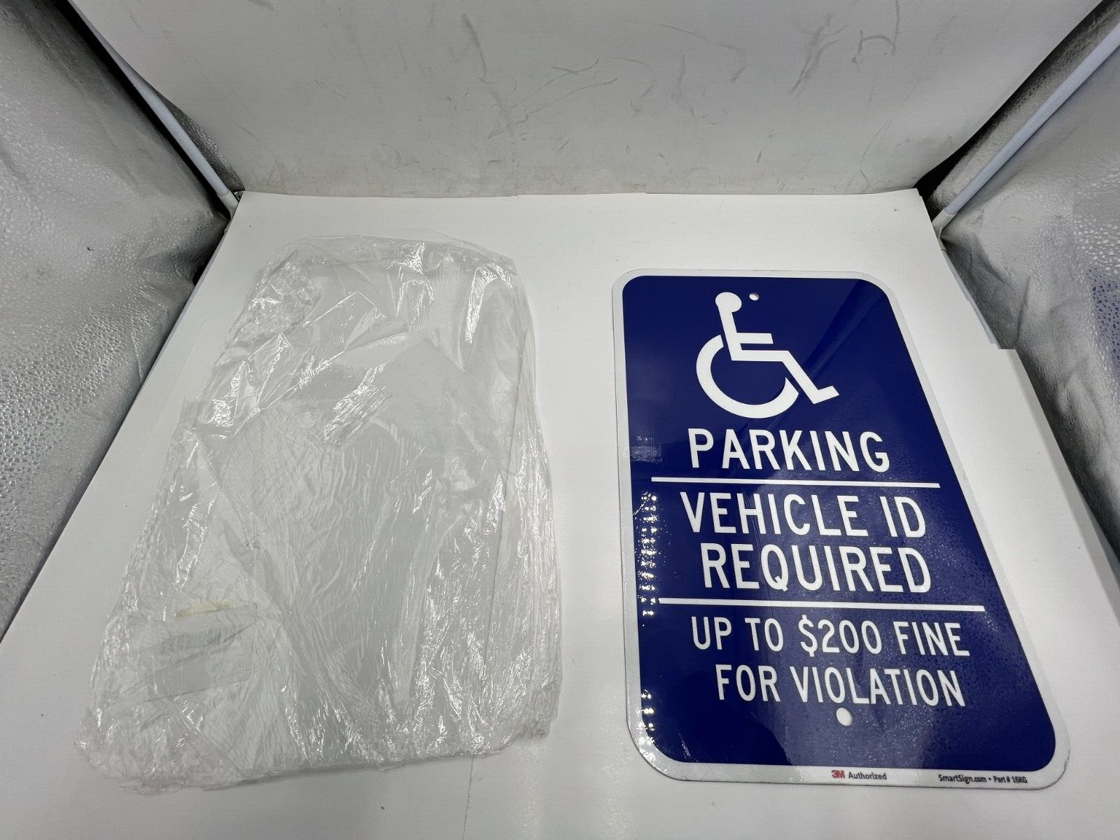 (Qty 3) SmartSign 16KG Parking Vehicle ID Required Up to $200 Fine For Violation