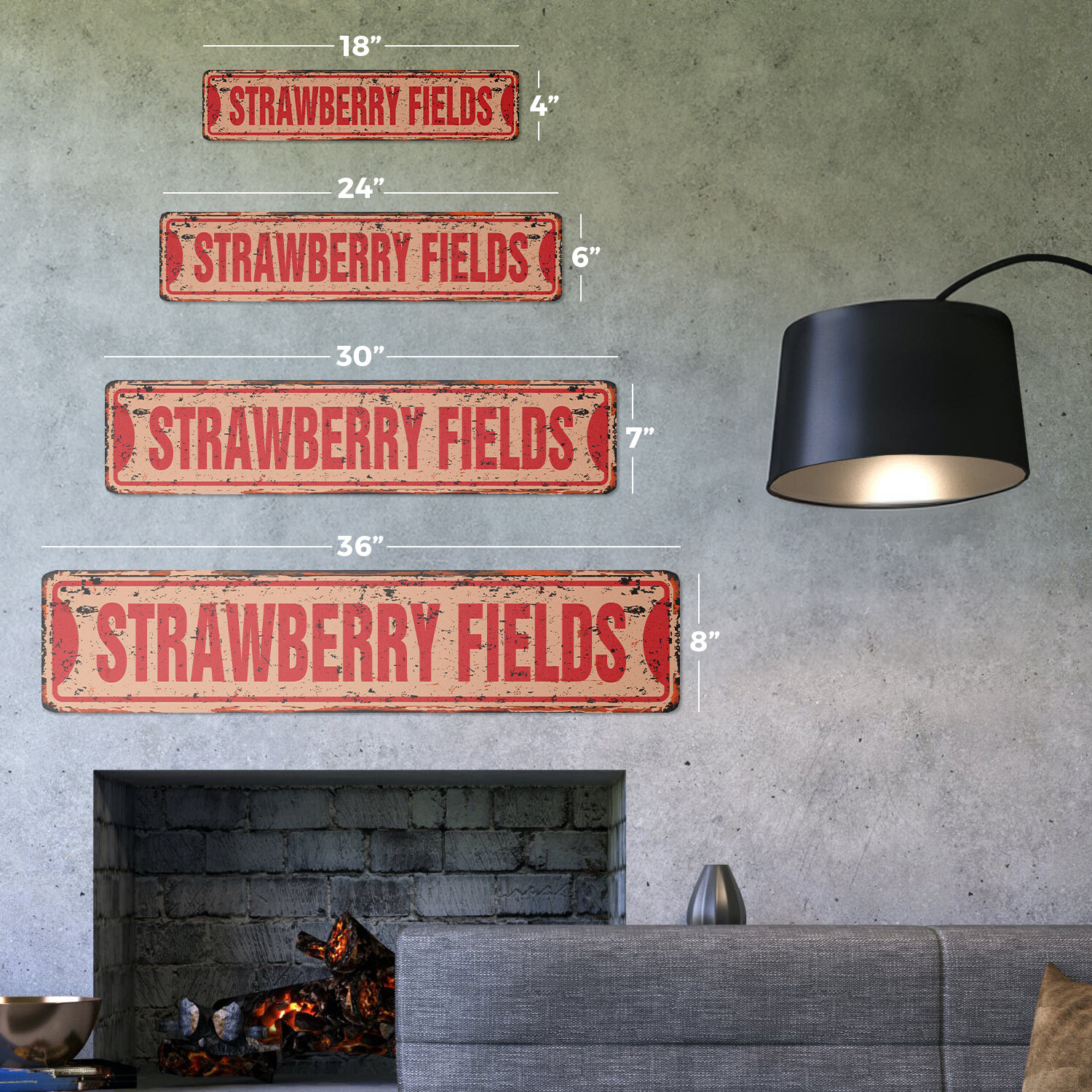 STRAWBERRY FIELDS Vintage Street Sign Metal Plastic new music UK song