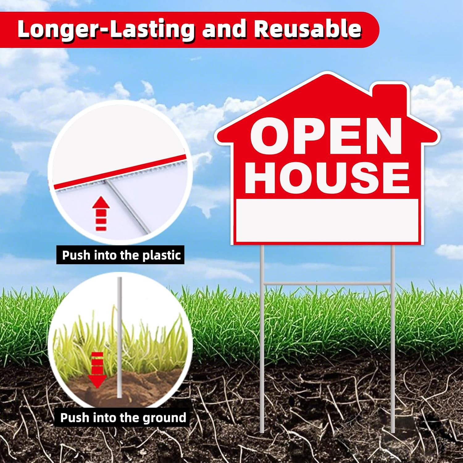 Open House Signs For Real Estate, 3-Pack 17&Prime;x13&Prime; Double-Sided Signs, Corrugated