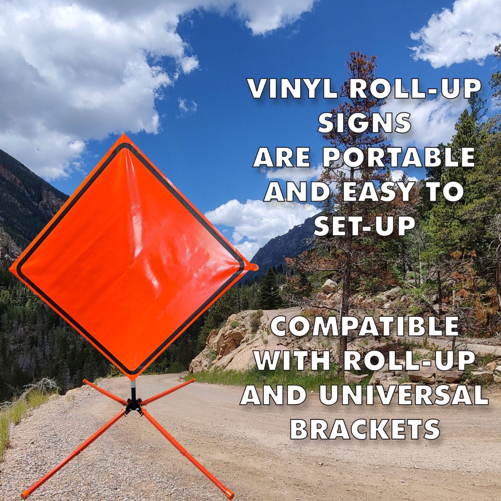 OrangeGear® 36&Prime; x 36&Prime; Custom Non-Reflective Vinyl Traffic Sign & Cross Ribs