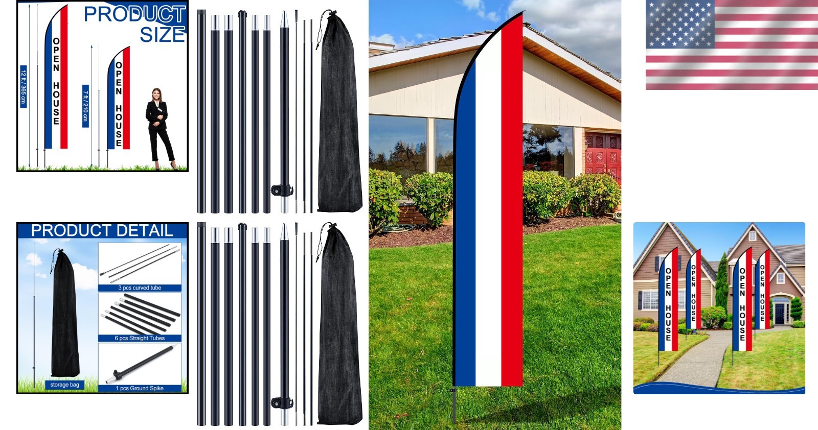 12ft Swooper Flag Pole Kit (2 Sets) – Portable, Durable, Tear Resistant Outdo…