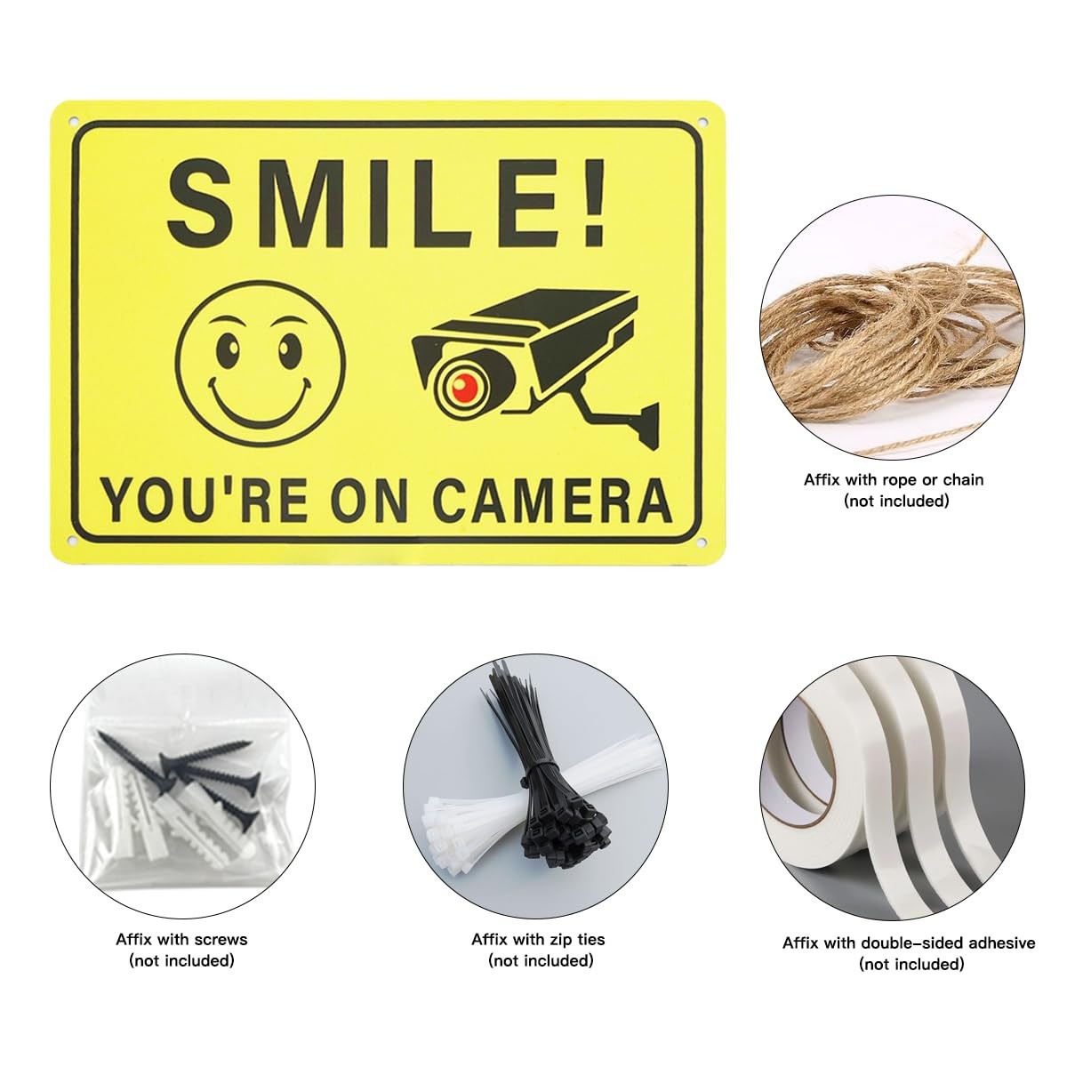 Smile You are on Camera Sign, 2-Pack 10 * 7 Inches Aluminum Video Surveillance