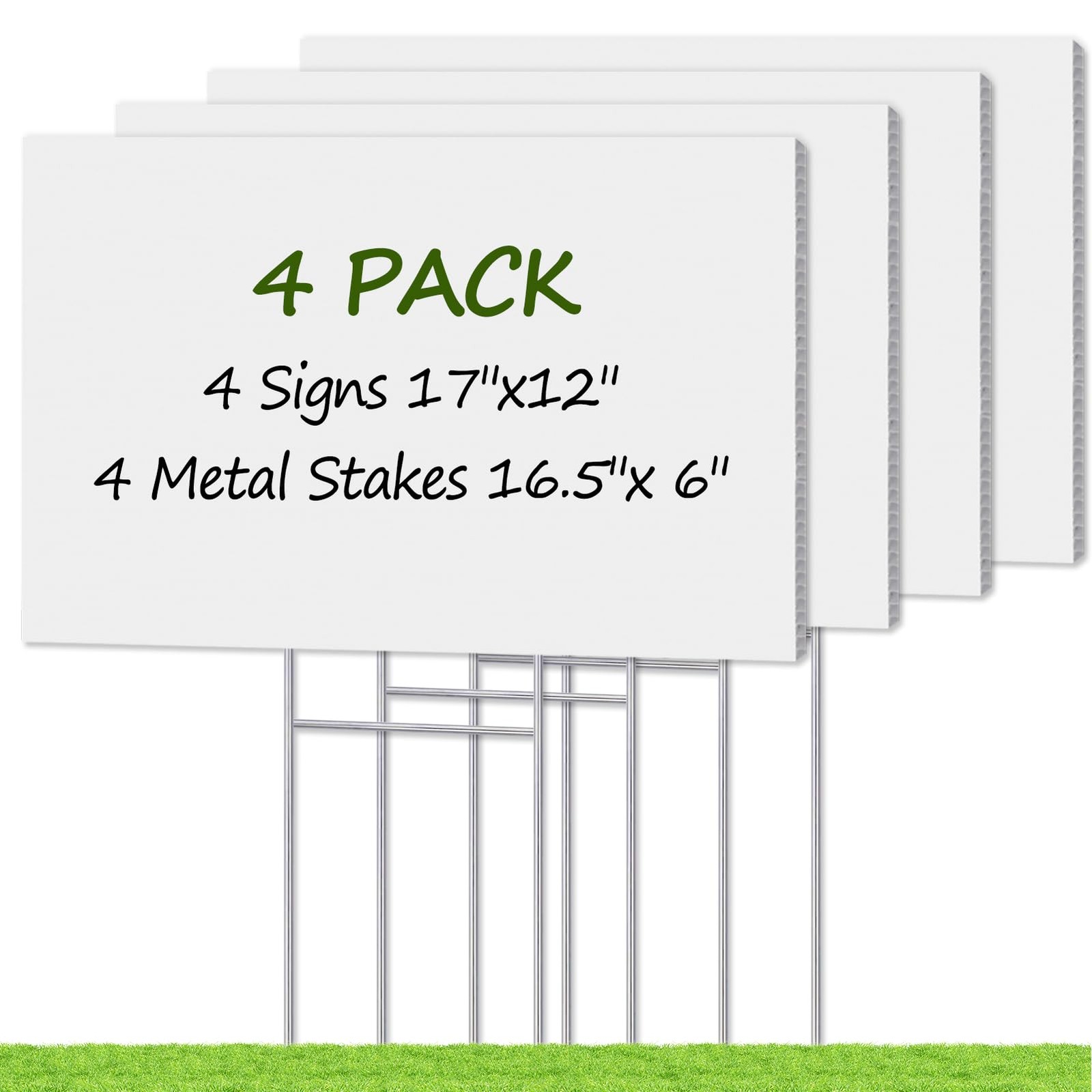 Blank Yard Signs with Stakes Custom Yard Sign 17×12 Inch 4 Pack Corrugated Pl…