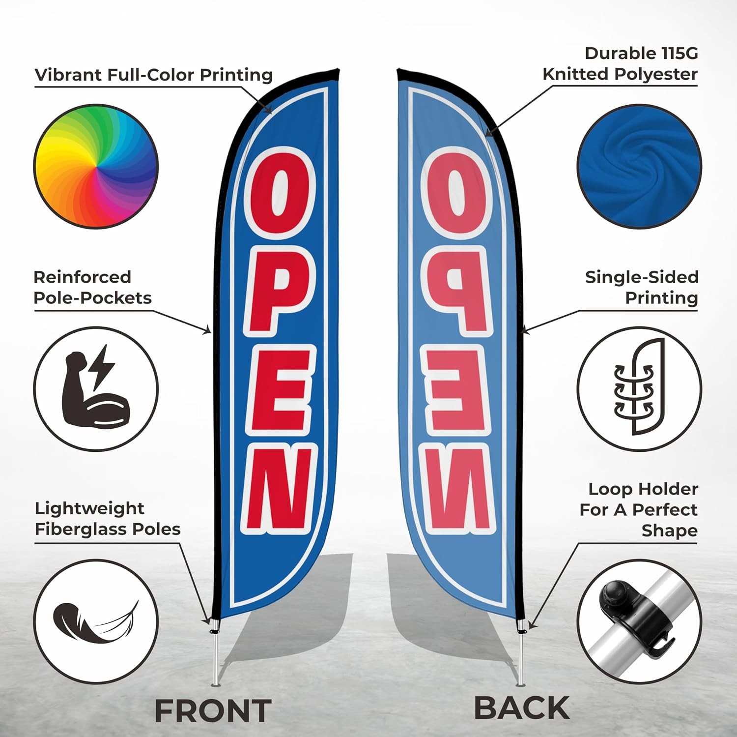 LookOurWay Feather Flag Pole Kit – 12 Feet Tall Advertising Flag Banner with Fib