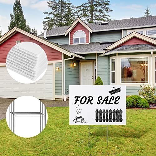 24 Sets Blank Yard Signs with Stakes – 12×18 Inch Waterproof Double-Sided Lawn S