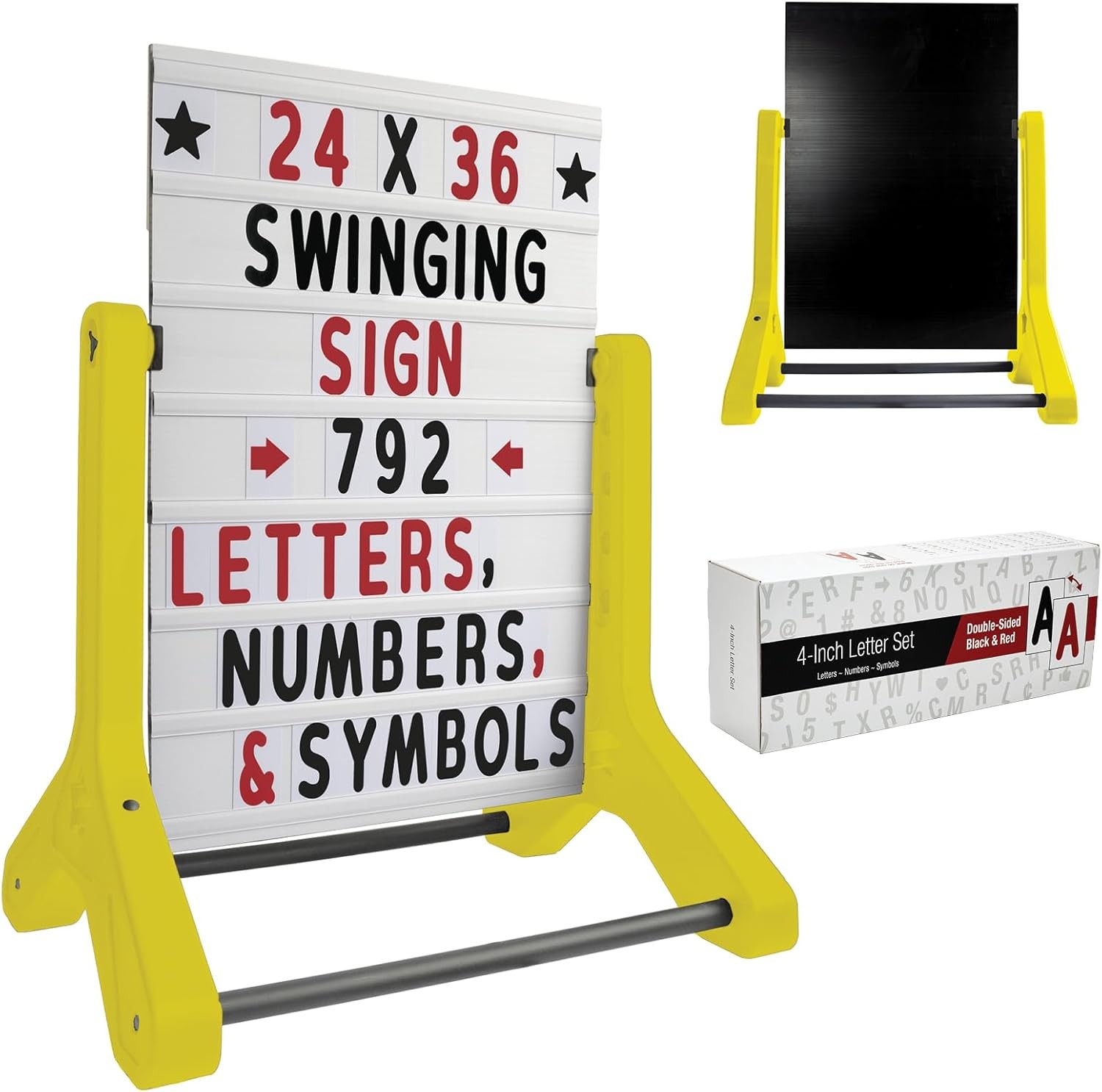 Swinging Changeable Message Sidewalk Sign 24&Prime; x 36&Prime; Sign W/ 792 Pre-Cut Double