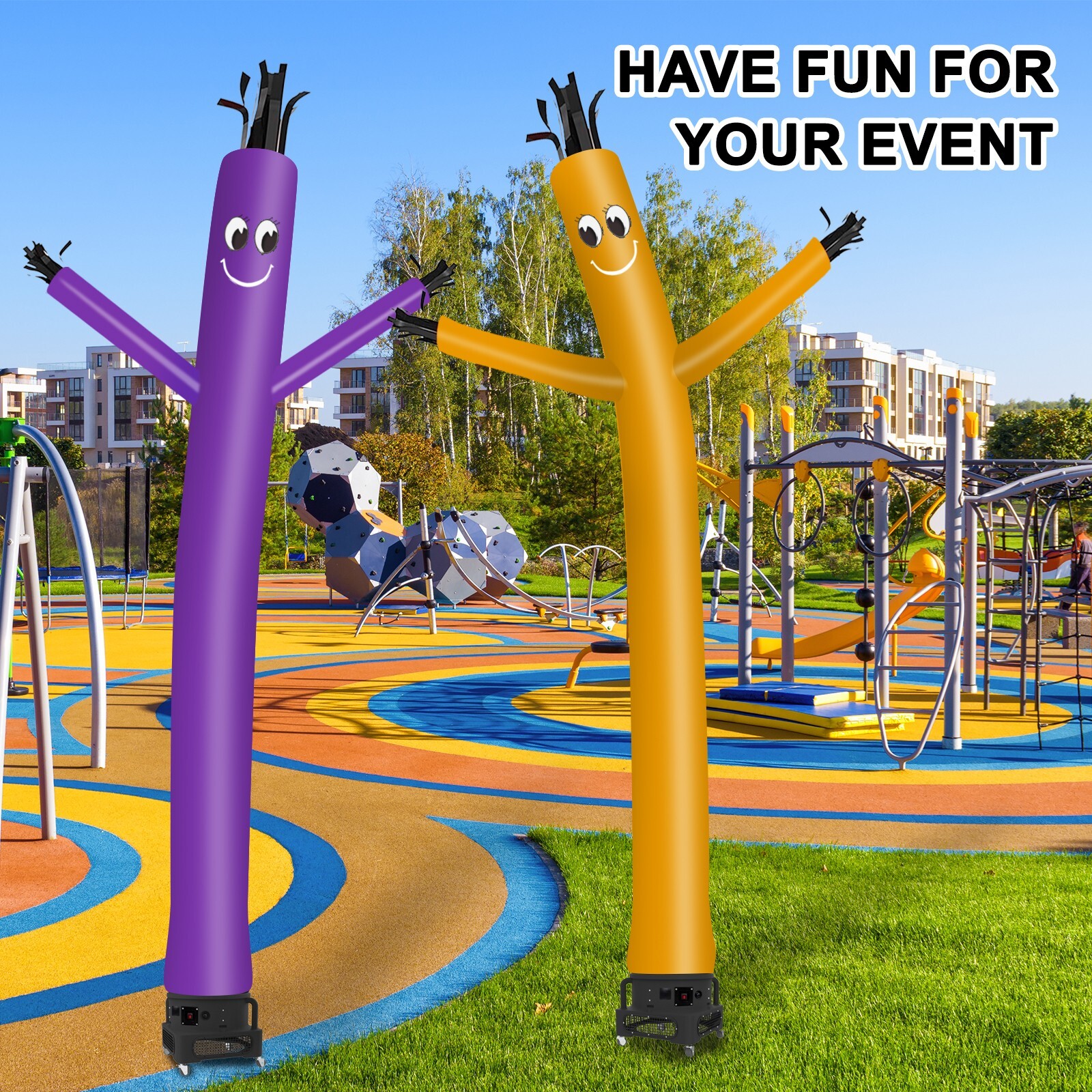 MOUNTO 20ft Purple Inflatable Dancer Sky Puppet Dancer with 1hp 18inch Blower