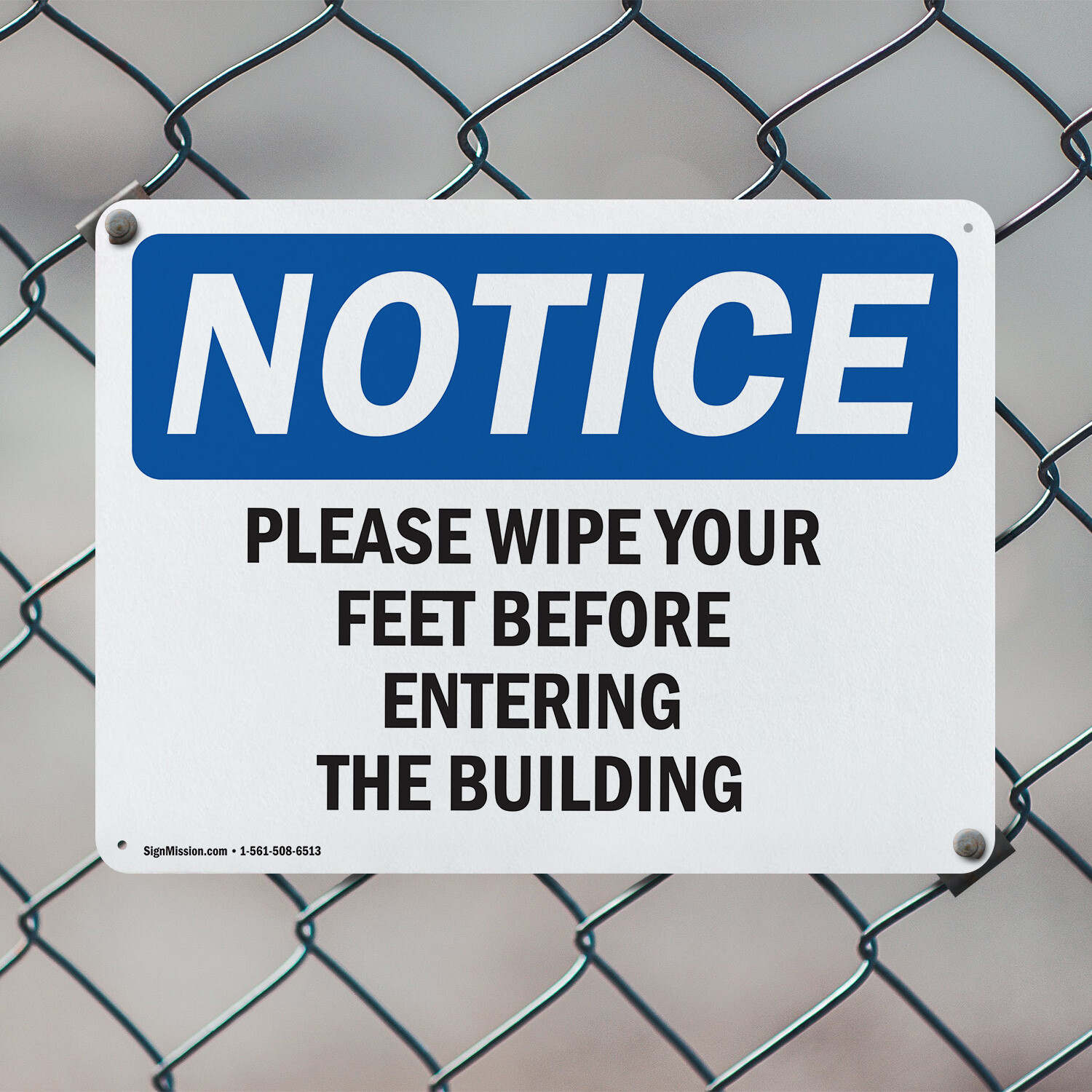 (2 Pack) Please Wipe Your Feet Before Entering The Building OSHA Notice Sign