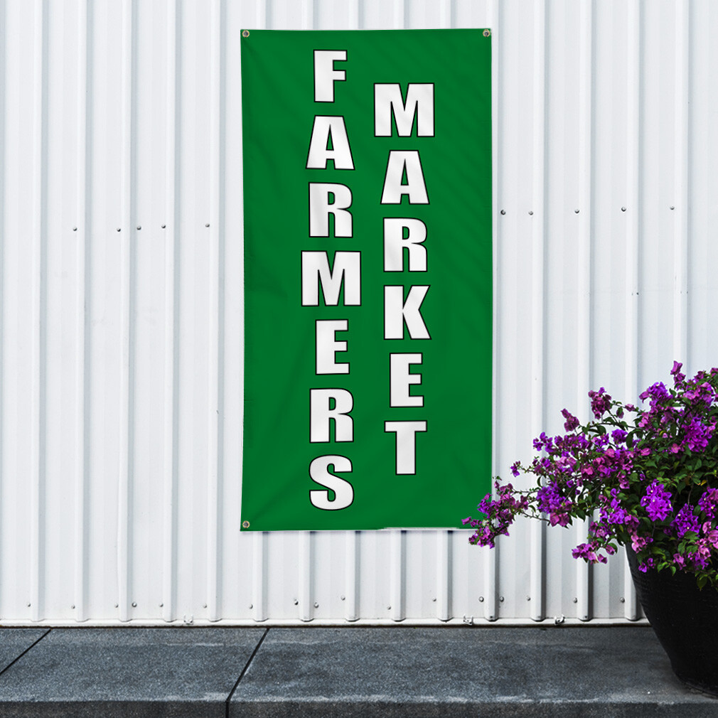 Vertical Vinyl Banner Multiple Sizes Farmer&rsquo;s Market Green Advertisement Outdoor