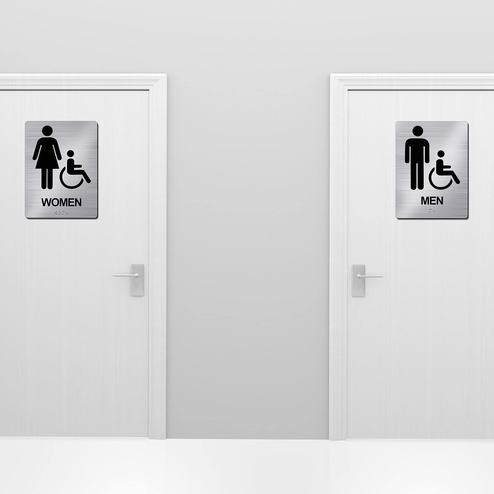 2 Pack ADA Restroom Signs Men Women Braille Bathroom Business 8×6
