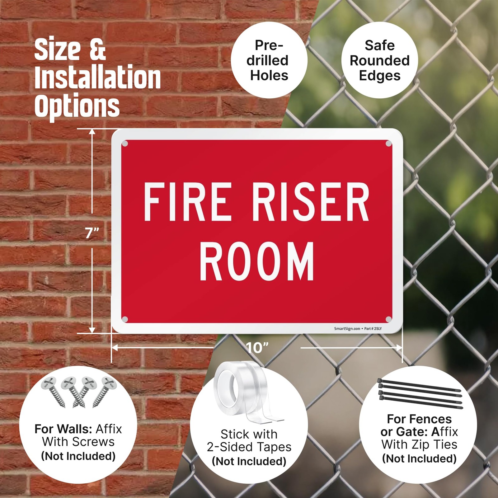 7&Prime;x10&Prime; Aluminum « Fire Riser Room » Sign for Commercial Industrial Buildings