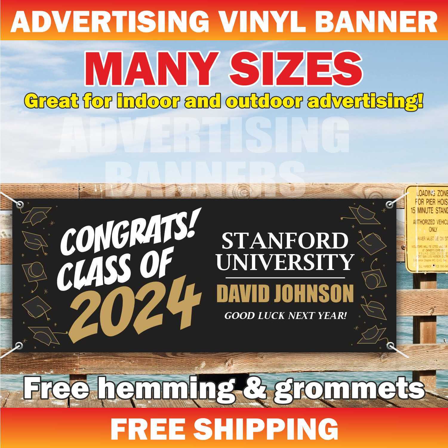 CLASS OF 2024 Advertising Banner Vinyl Mesh Sign School University Graduate