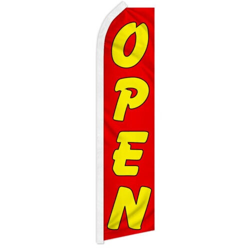 Open Advertising Swooper Feather Flutter Flag Now Open YW/RD 100D FABRIC