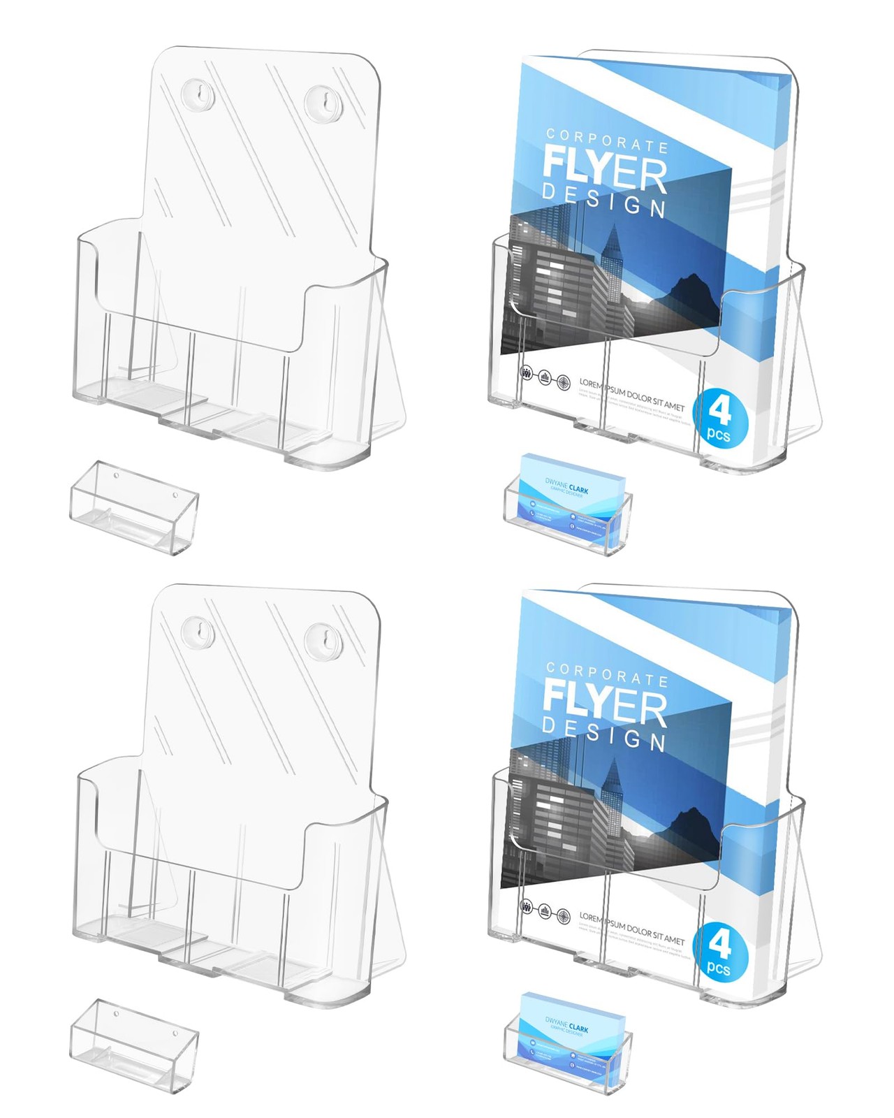 Sahasea Acrylic Brochure Holder 8.5 x 11, 4 x 11 inches, 4 Pack