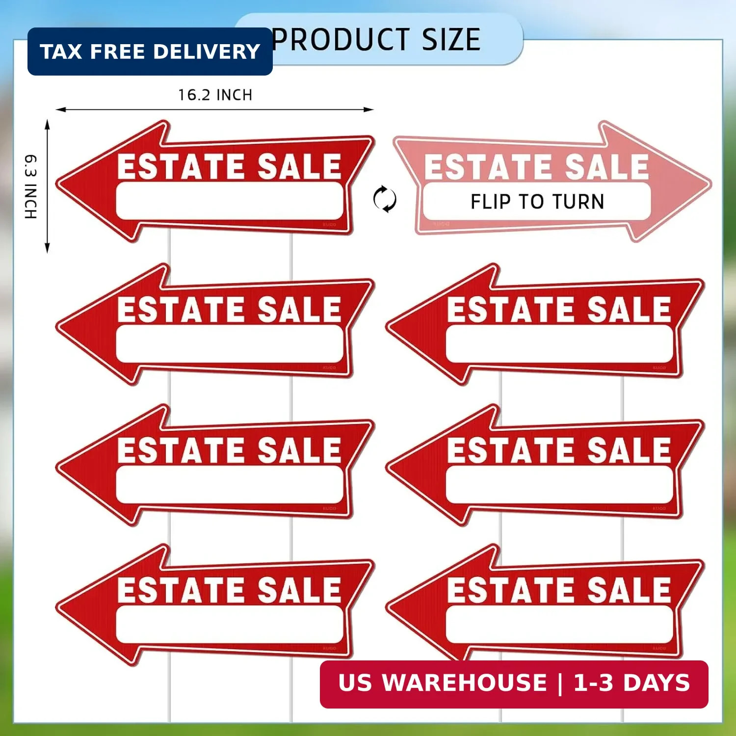 7 PC Estate Sale Signs, 17&Prime; x 6&Prime;, Estate Sale Signs with Stakes Double Sided, La