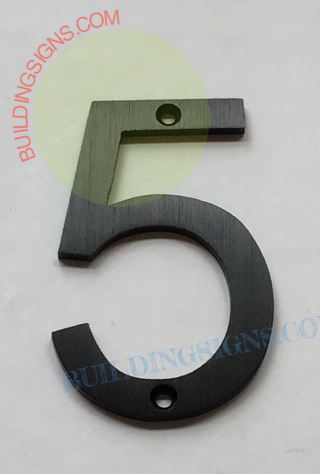 House number 5 sign (Black Aluminum, 8 inch)-Floating Mount House -REF24-1027