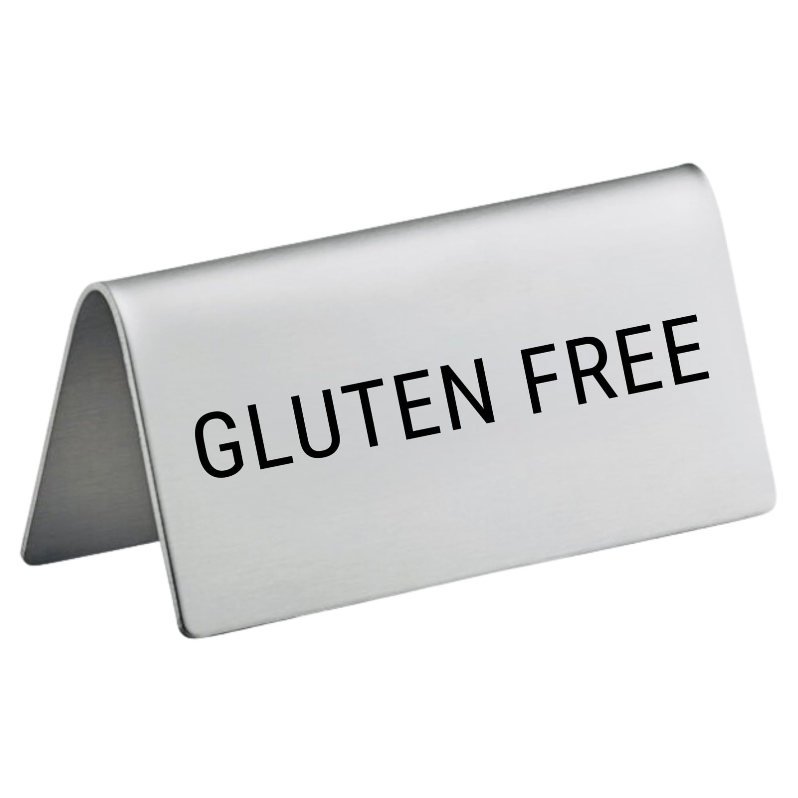 Gluten Free Stainless Steel Metal Table Tent Sign – 3&Prime; x 1-1/2&Prime; – Table Top S…