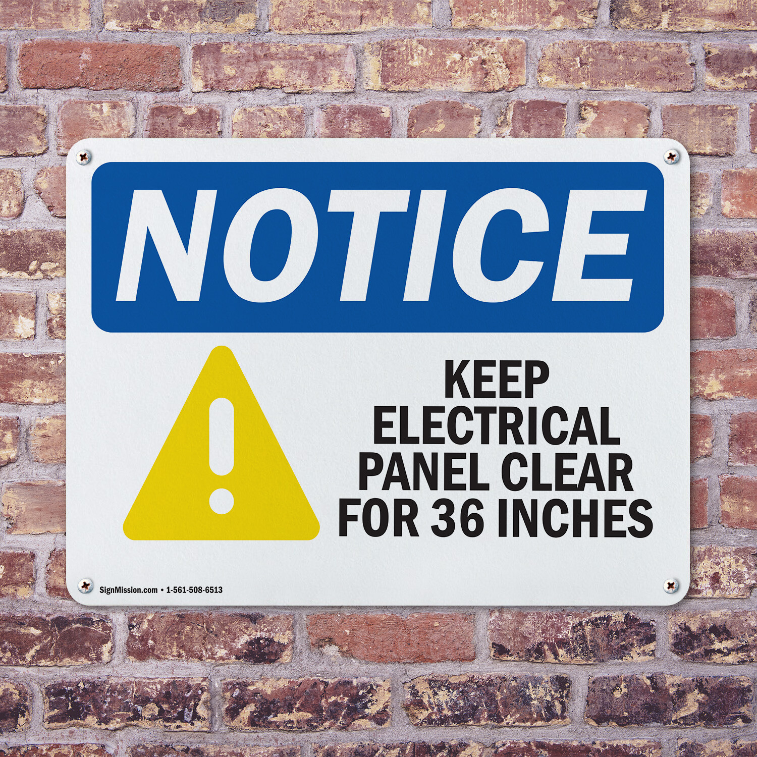 (2 Pack) Keep Electrical Panel Clear OSHA Notice Sign Decal Metal Plastic