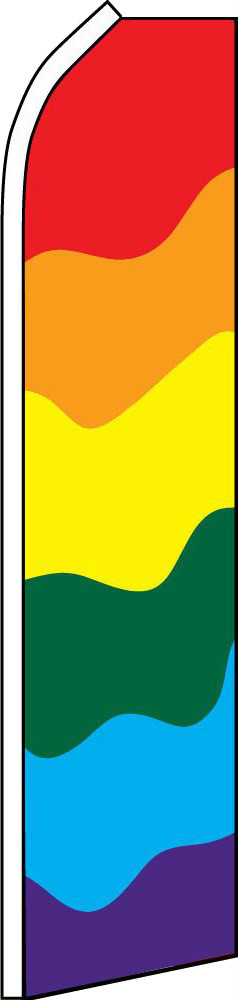 RAINBOW SOLID COLOR FLUTTER FLAG Tall Curved Top Event Feather Swooper Banner