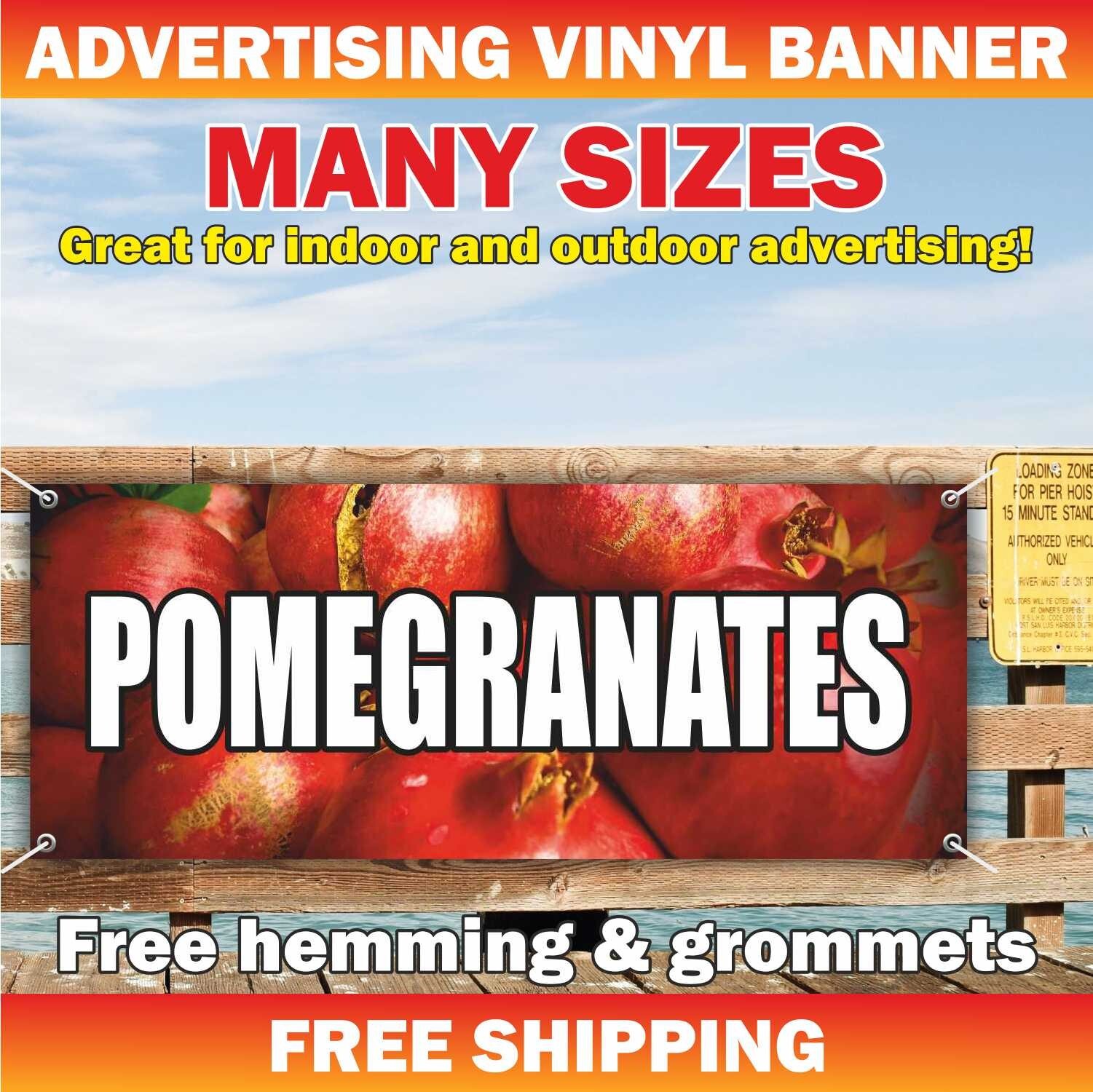 POMEGRANATES Advertising Banner Vinyl Sign Fruits Vegetables Berries Farm