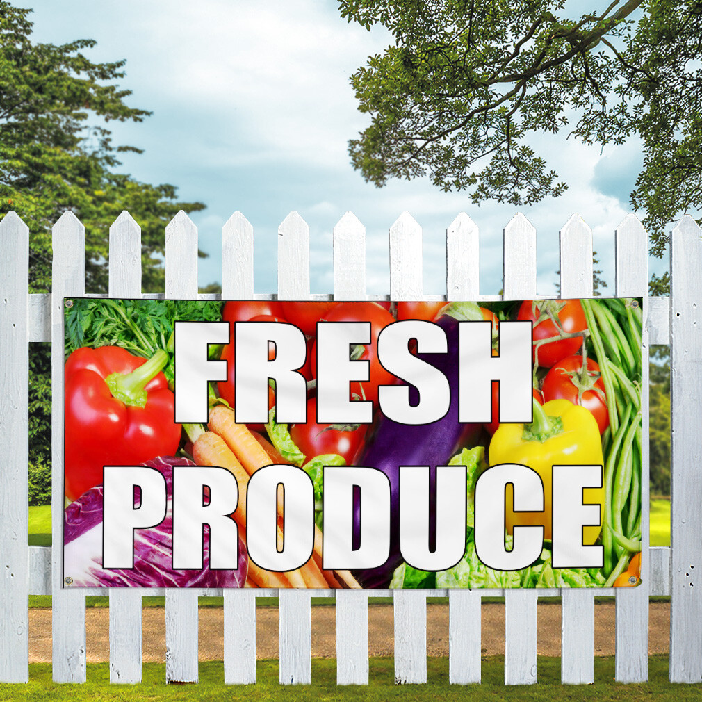 Vinyl Banner Multiple Sizes Fresh Produce Farmer&rsquo;s Market Food Fair Business
