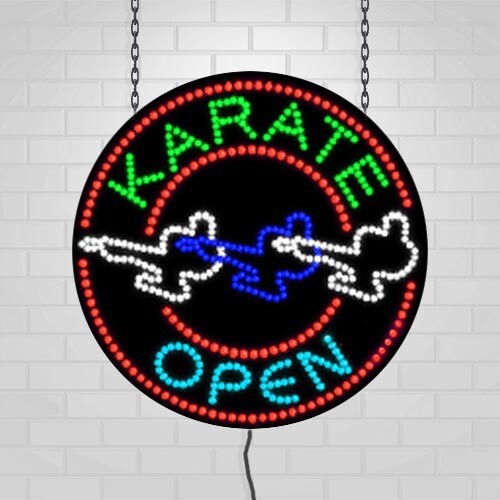 LED Open Karate Sign for Retail Business Displays | Light Up Sign | 26&Prime;H x 26&Prime;W