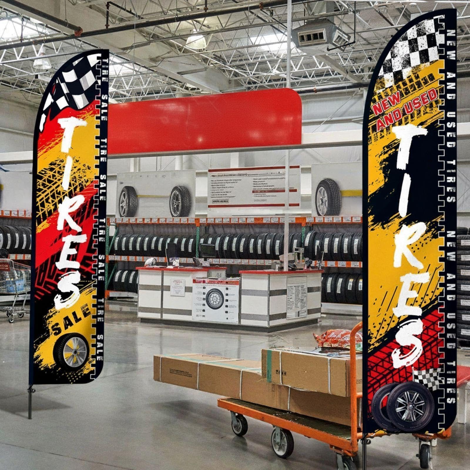 Hunnmingre 2 Pack 12 Feet Tire King Flags And Use Tires Shop Feather Flags For