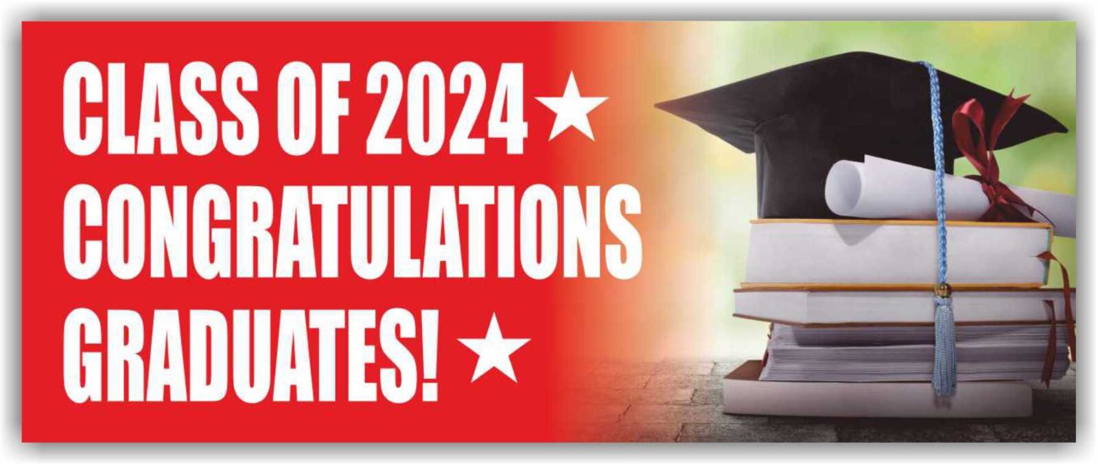 GRADUATION! CLASS OF 2024 Advertising Banner Vinyl Mesh Sign CONGRATULATIONS