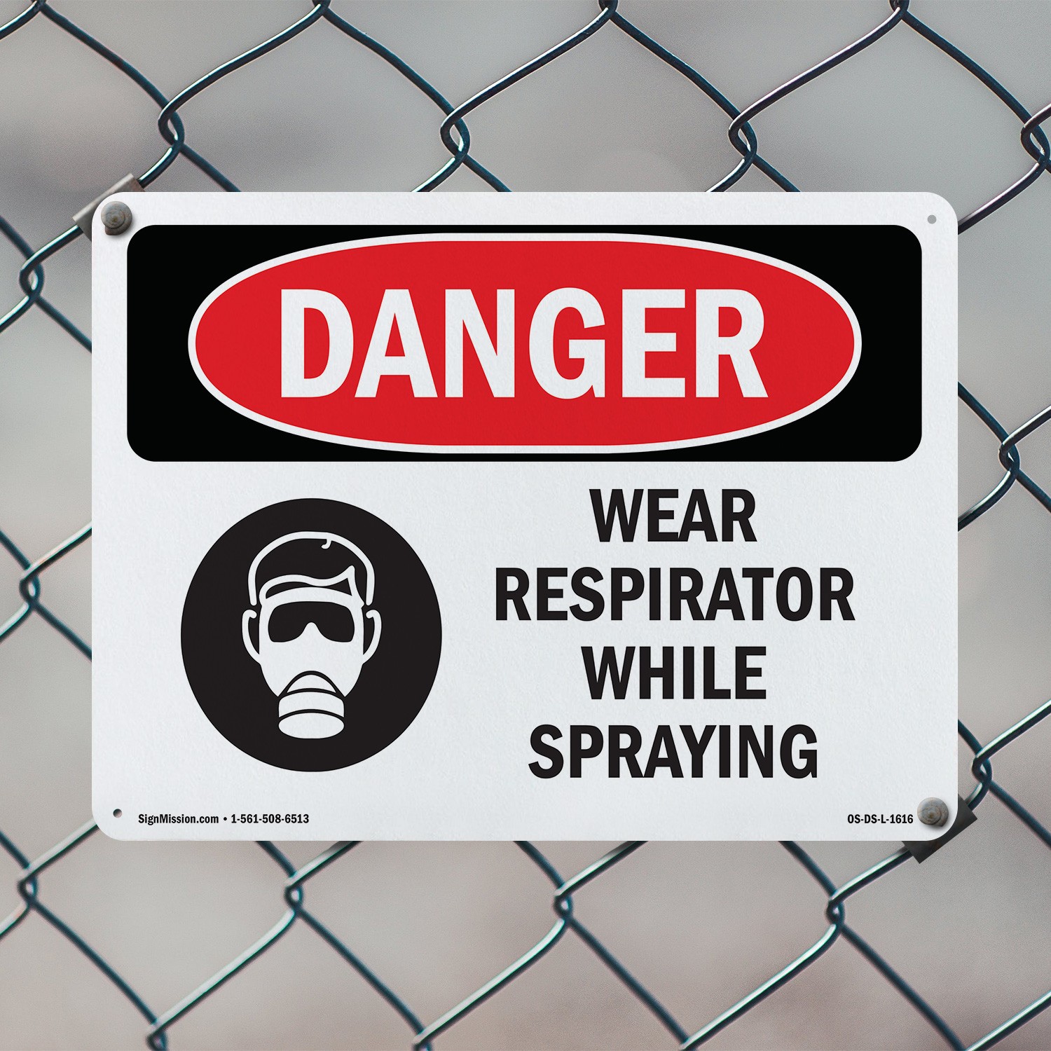 Wear Respirator While Spraying OSHA Danger Sign Metal,, Decal 5 or 10 Pack