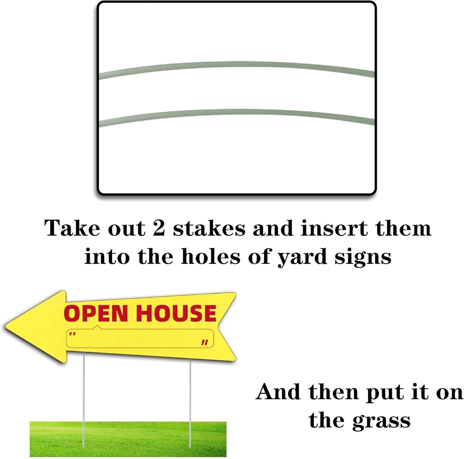 with Stakes-16 x 5 in Double Sided, Open House Real Estate Signs, Property Sa…