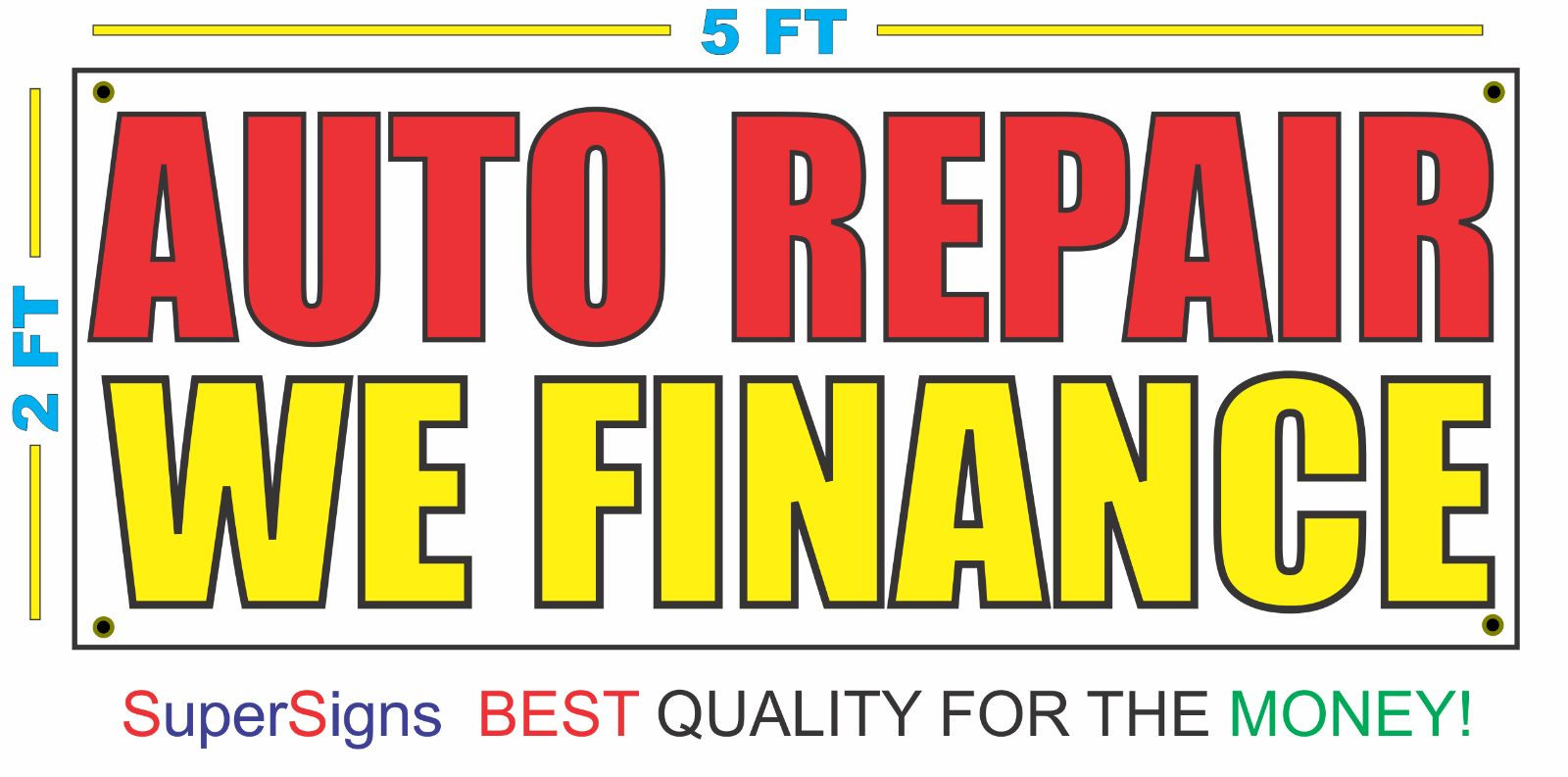 AUTO REPAIR WE FINANCE Banner Sign NEW Larger Size Red & Yellow