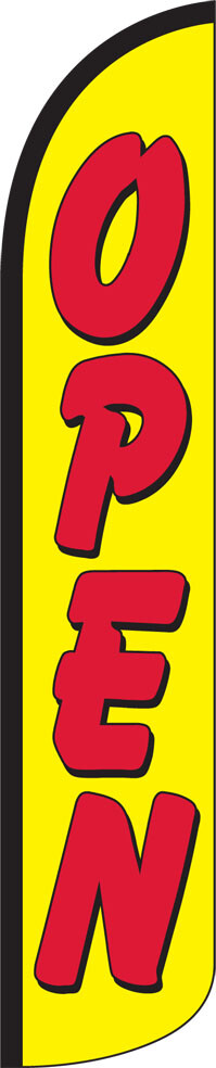 Open Yellow/Red 15&prime; Tall Windless Swooper Feather Banner Flag & Pole Kit
