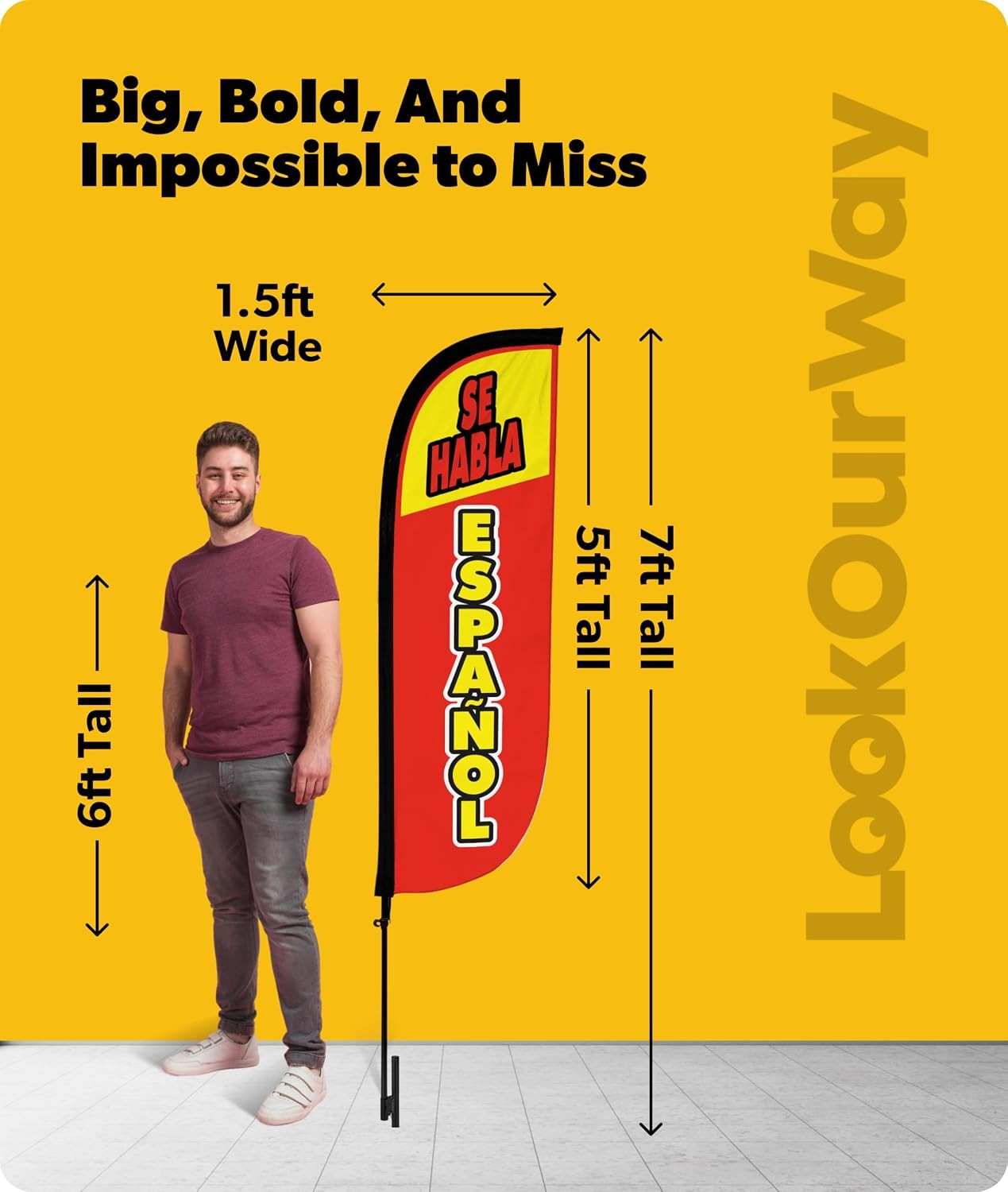 Feather Flag Set 5ft Tall Advertising Banner Flag W/ Pole Kit & Ground Spike