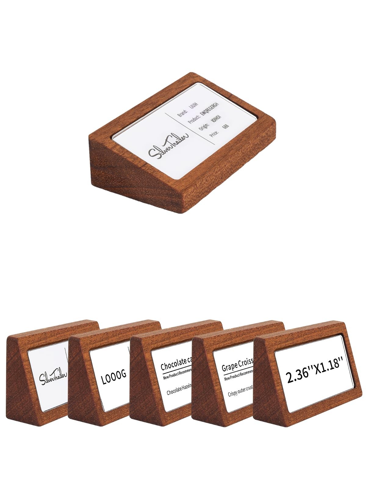 6 Pack Mini Wood Price Tag Label Holder Tabletop Stand or Recline Small Sign …