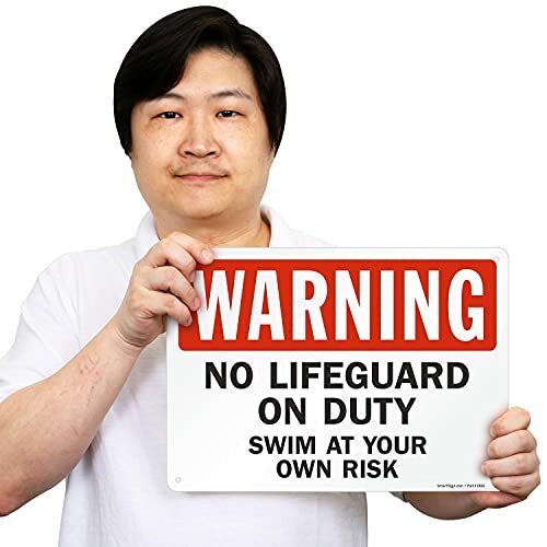 10 x 14 inch “Warning – No Lifeguard On Duty, Swim At Your 10&Prime; x 14&Prime; Aluminum