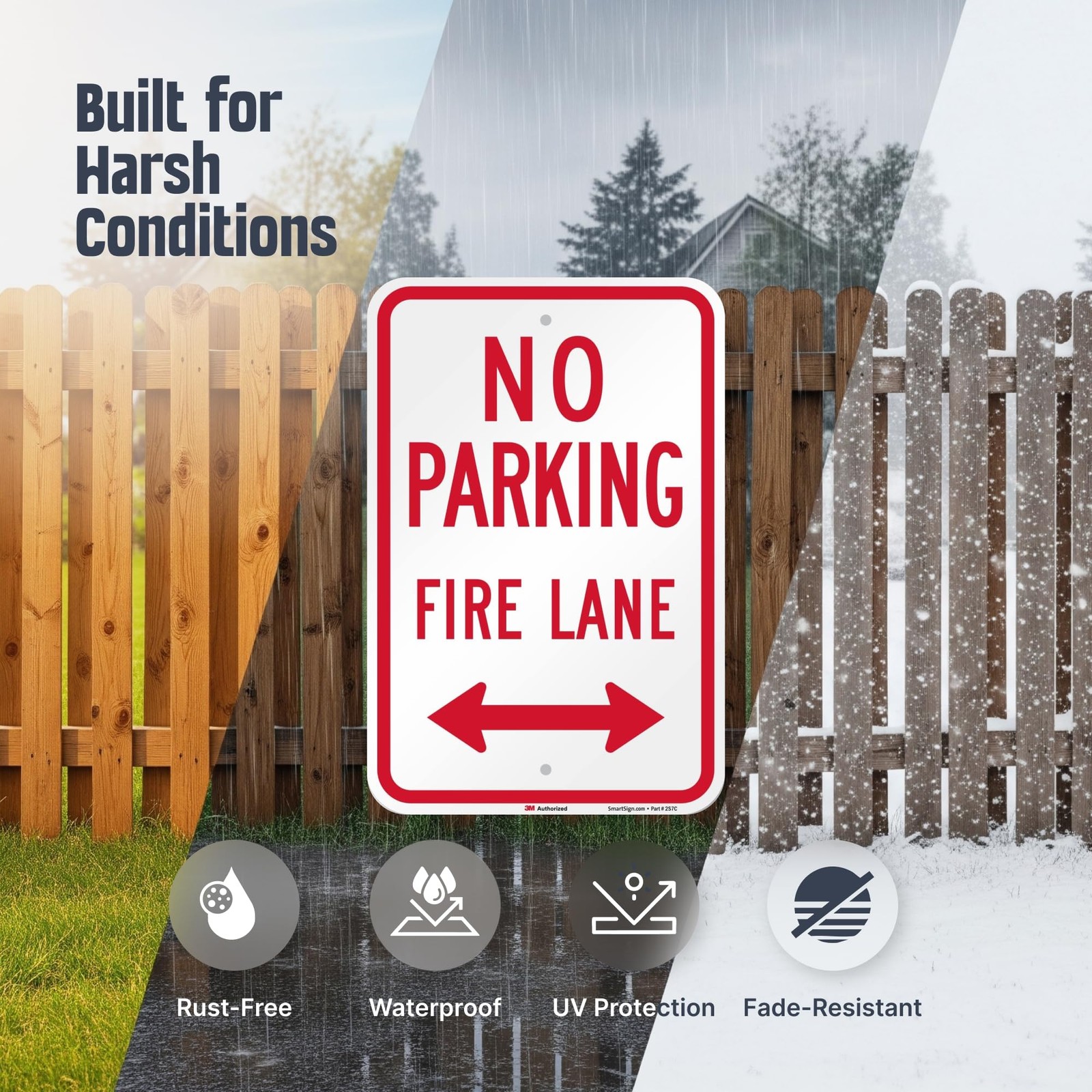 Colorado Fire Lane No Parking Sign with Bidirectional Arrow 2 Pack, 18 x 12 …