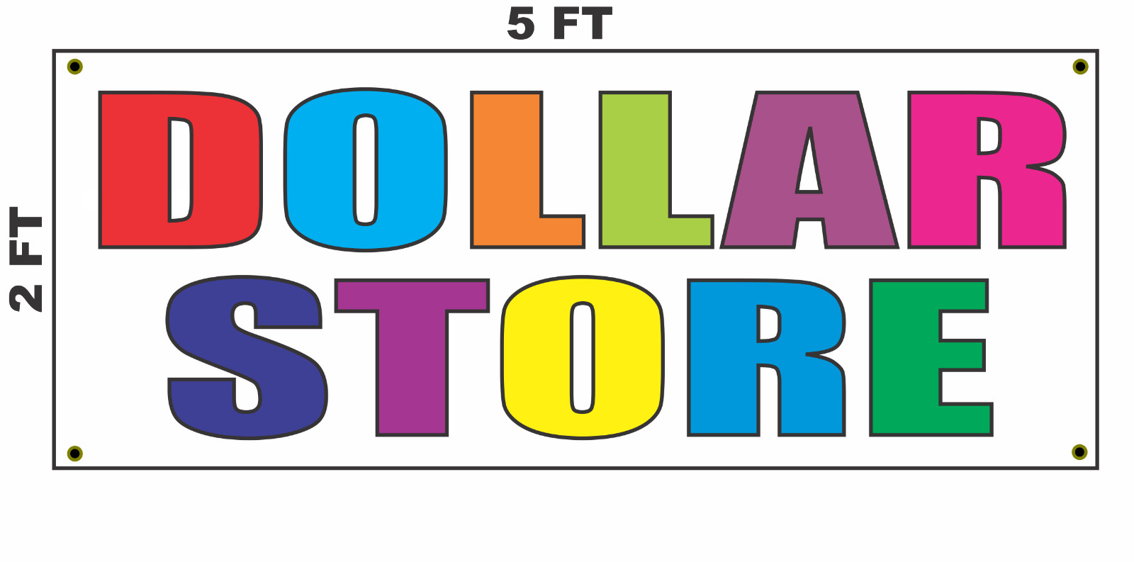 DOLLAR STORE Multi-colored Banner Sign 2×5