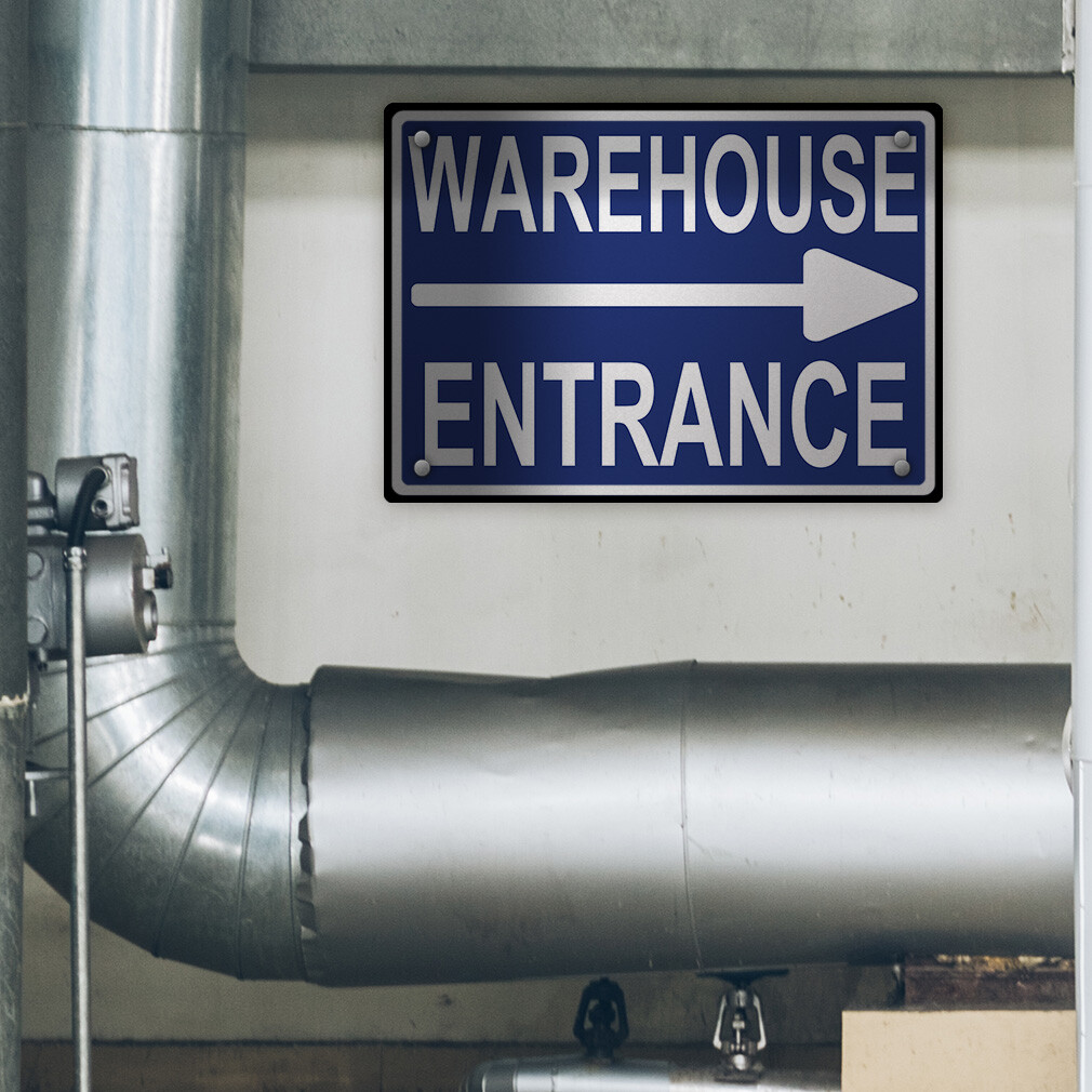 Horizontal Metal Sign Warehouse Entrance Purple Weatherproof Street Signage
