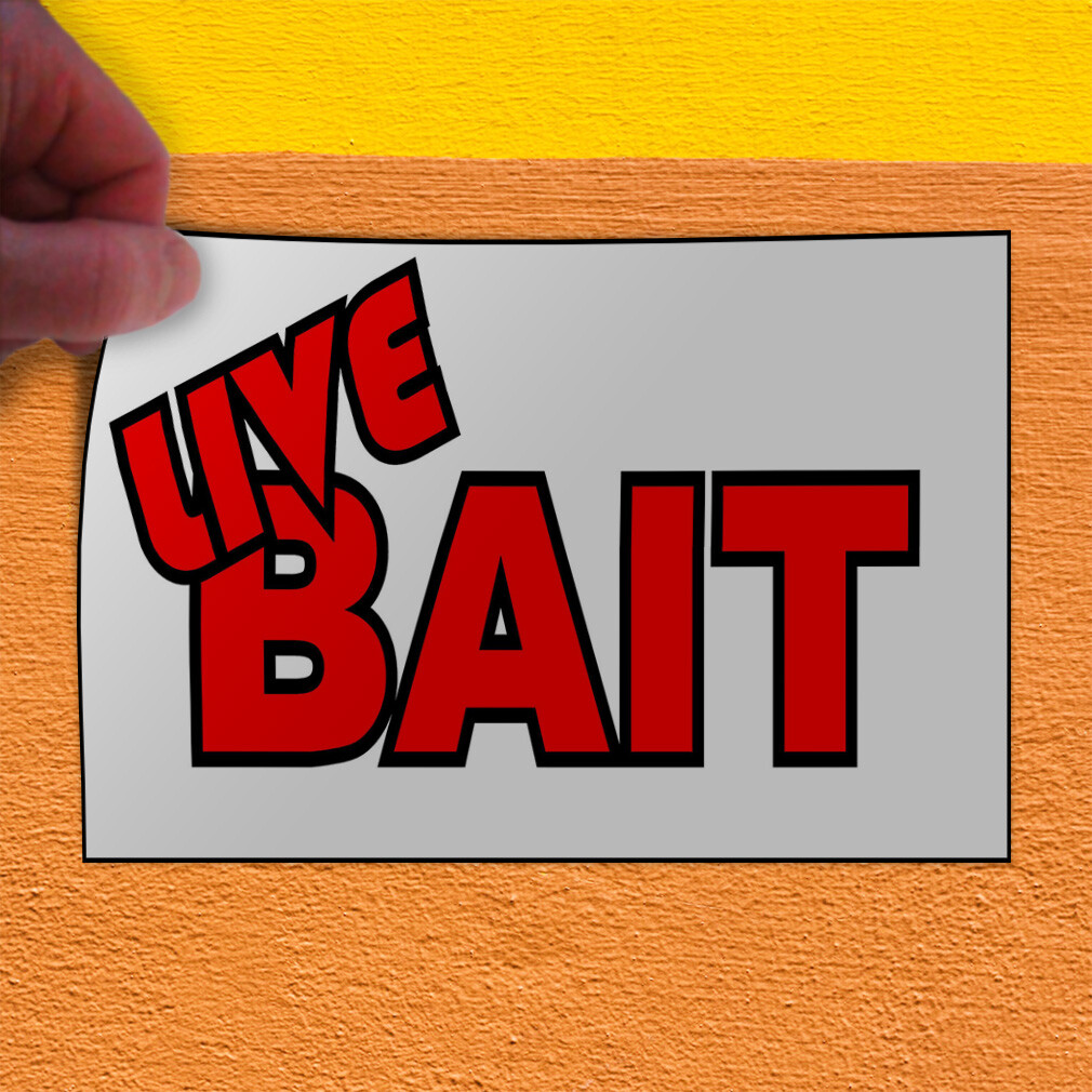 Decal Stickers Live Bait Business Vinyl Store Sign Label Retail