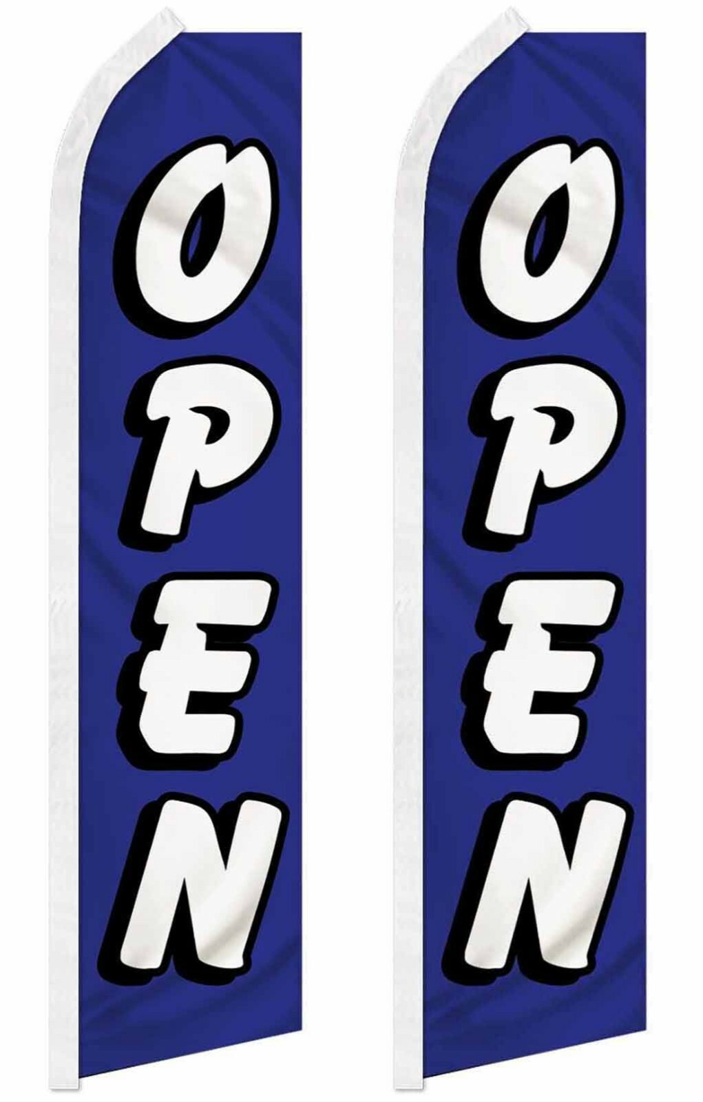 2 Pack Open Blue White 2.5&rsquo;x11.5&prime; Advertising Poly Swooper Feather Super Flag