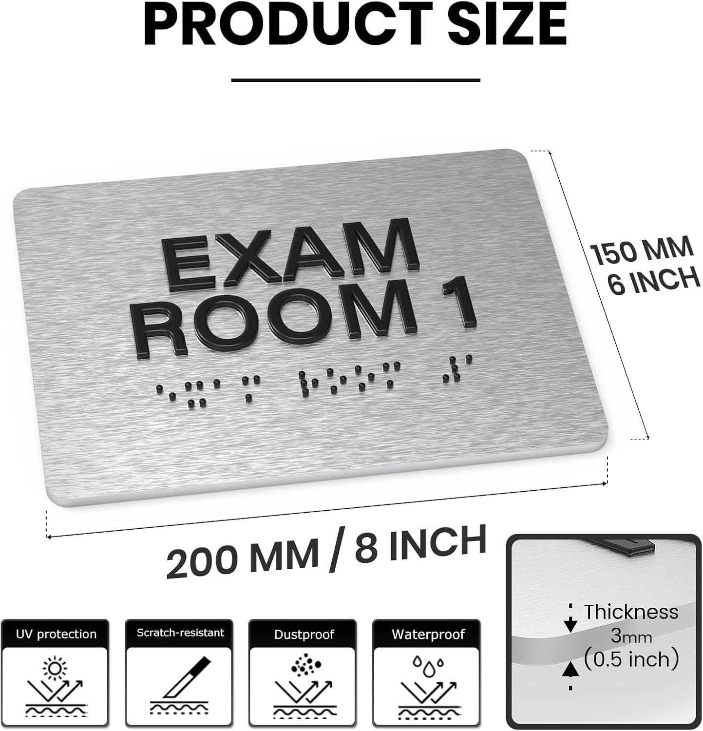 Durable Braille Door Signs for Exam Rooms – 4 Pack, Easy Wall Mount Installation
